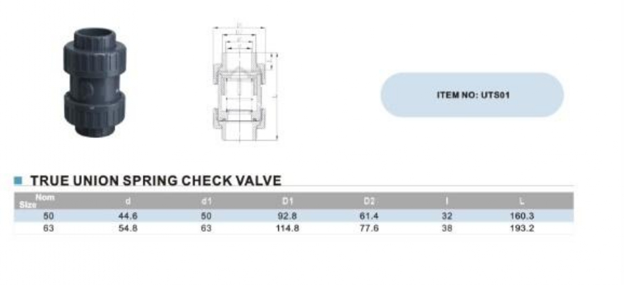 UTS 01 Union Spring Check Valve (ERA)