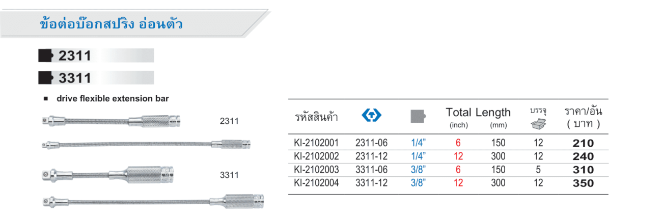 ข้อต่อบ๊อกสปริง อ่อนตัว (King Tony)