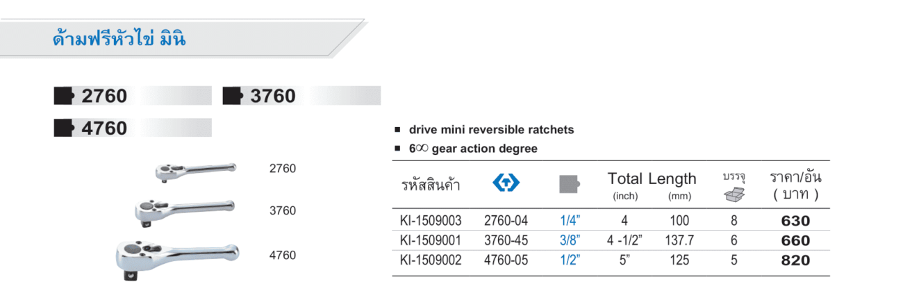 ด้ามฟรีหัวไข่ มินิ (King Tony)