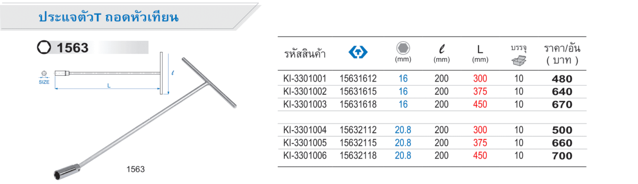 ประแจตัว T ถอดหัวเทียน (King Tony)